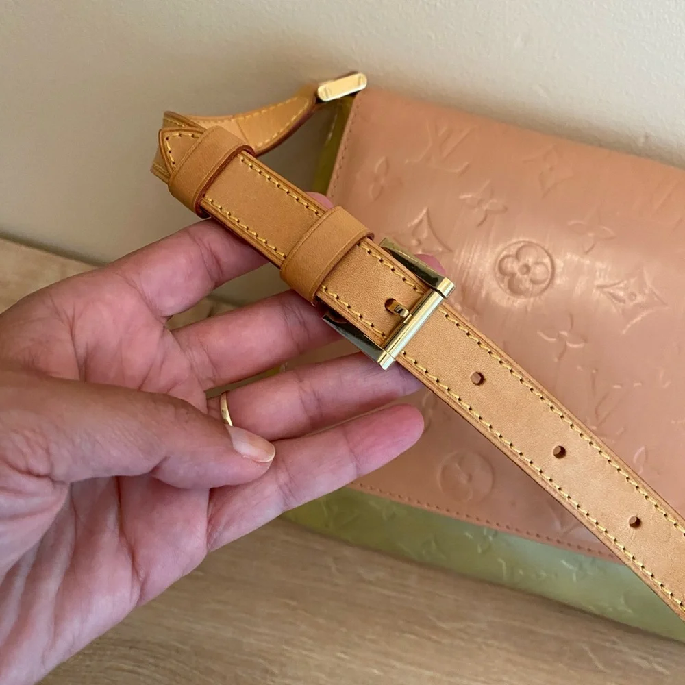Louis Vuitton Pink and Olive Green Embossed Monogram Shoulder Bag